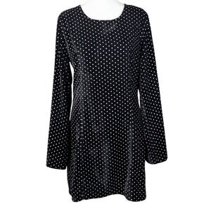 Aqua Velvet Polka Dot Mini Dress Medium‎ Black Silver Metallic Cocktail Party